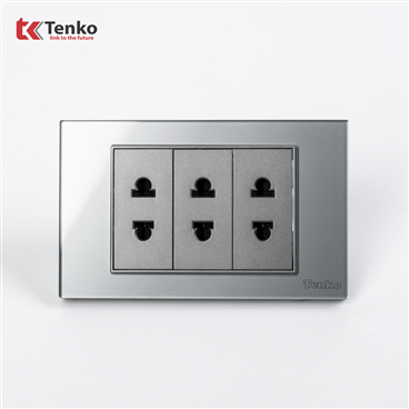 Ổ Cắm Điện Mặt Kính Cường Lực C18-020 Xám