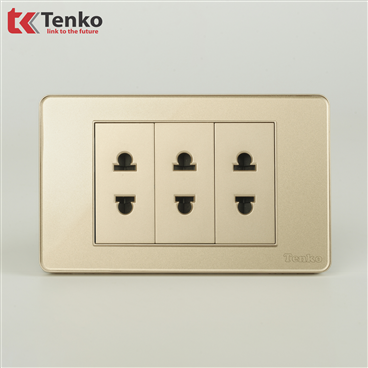 Ổ Cắm Điện Mặt Nhựa Phủ Bóng Kính C9-020 Vàng