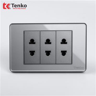 Ổ Cắm Điện Mặt Nhựa Phủ Bóng Kính C9-020 Xám