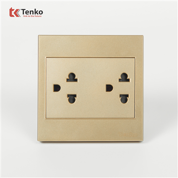 Ổ Cắm Đôi 3 Chấu Chấu Mặt Nhựa ABS TK-V1-044 Vàng