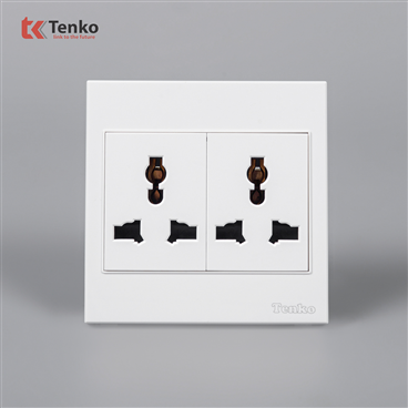 Ổ Cắm Đôi 3 Chấu Đa Năng Nhựa ABS Tenko TK-V1-050