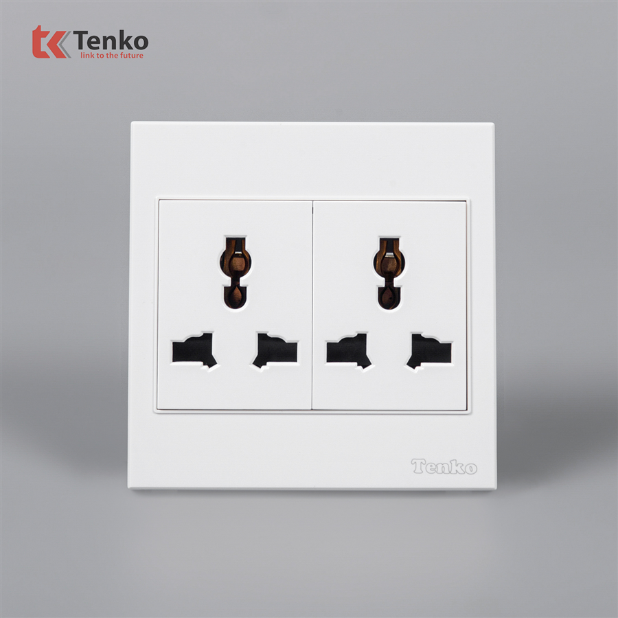 Ổ Cắm Đôi 3 Chấu Đa Năng Nhựa ABS Tenko TK-V1-050