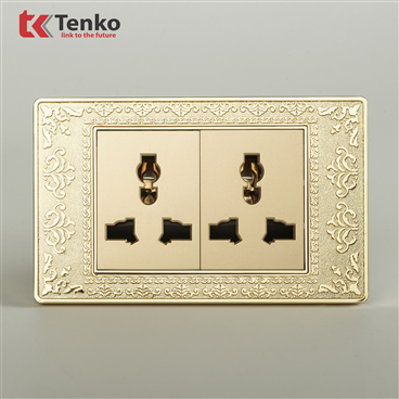 Ổ Cắm Đôi 3 Chấu Hoa Văn Đồng Nguyên Khối TK-C8-05