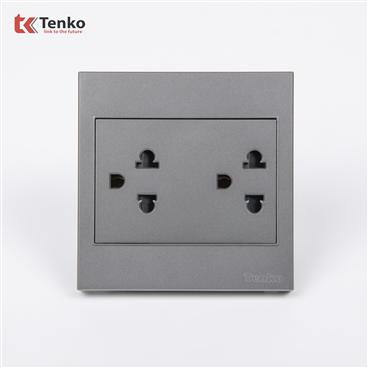 Ổ Cắm Đôi 3 Chấu Mặt Nhựa ABS Tenko TK-V1-044
