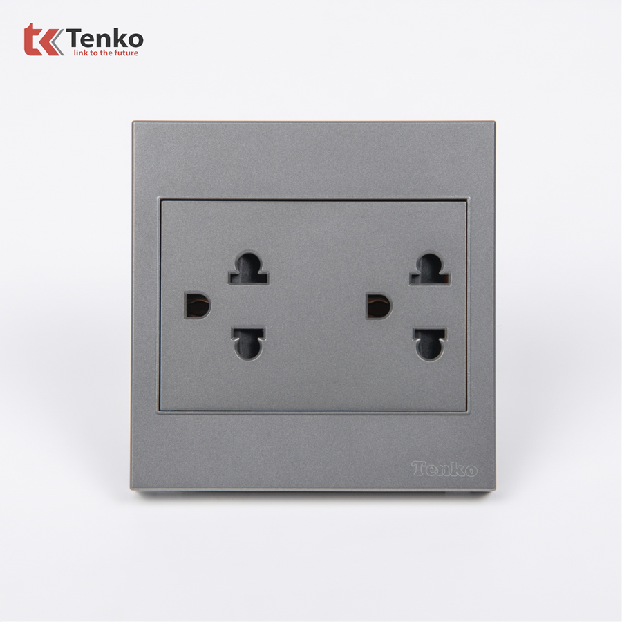 Ổ Cắm Đôi 3 Chấu Mặt Nhựa ABS Tenko TK-V1-044