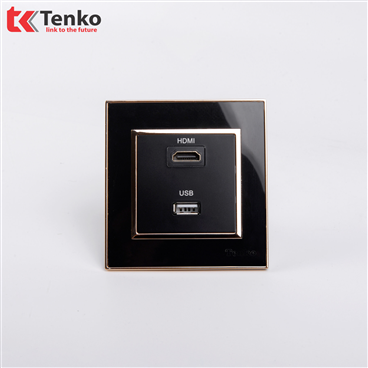 Ổ Cắm HDMI, USB Mặt Nhựa Cao Cấp F66-76 Đen