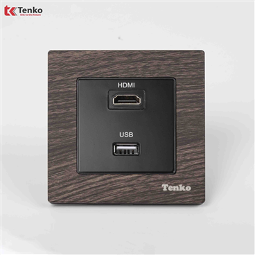Ổ Cắm HDMI, USB Mặt Vuông Vân Gỗ F71A-76