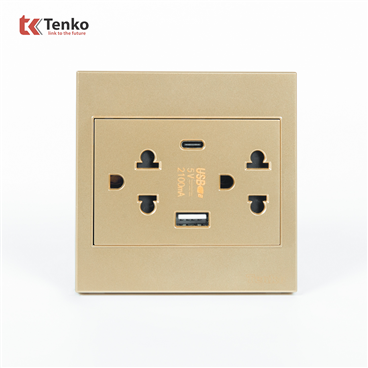 Ổ Cắm Kèm USB, Type C Mặt Nhựa ABS Tenko TK-V1-045