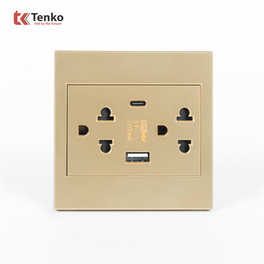 Ổ Cắm Kèm USB, Type C Mặt Nhựa ABS Tenko TK-V1-045