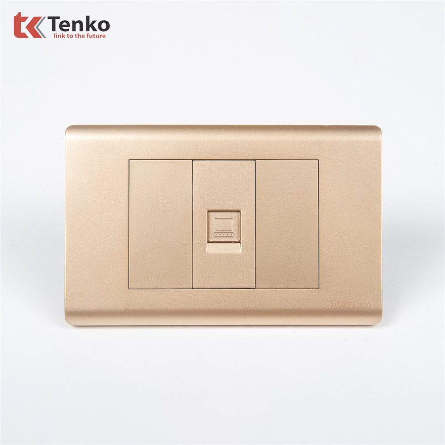 Ổ Cắm LAN Chống Cháy C25-073 Mặt Nhựa PC Vàng