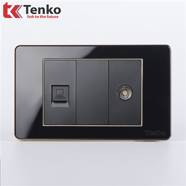 Ổ Cắm LAN và TIVI Âm Tường TK-C26-075 Đen