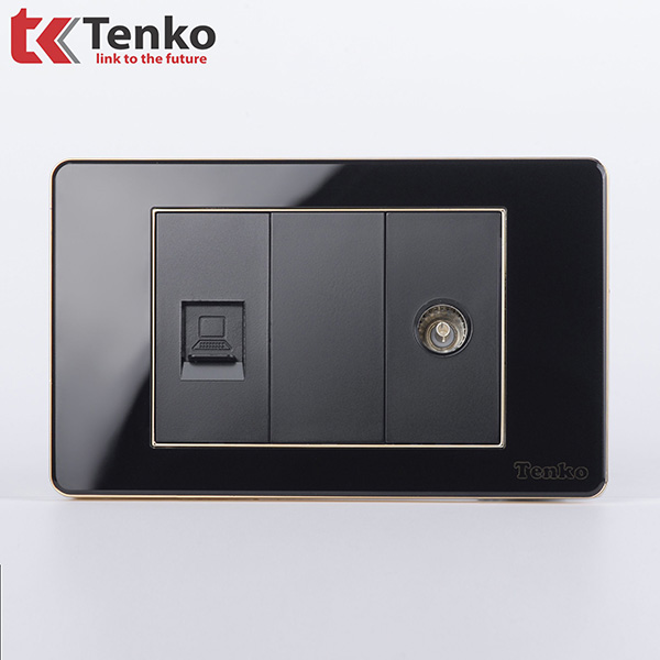 Ổ Cắm LAN và TIVI Âm Tường TK-C26-075 Đen