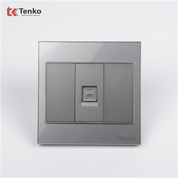 Ổ Cắm Mạng LAN Mặt Kính Cường Lực  TK-V18-073 Xám