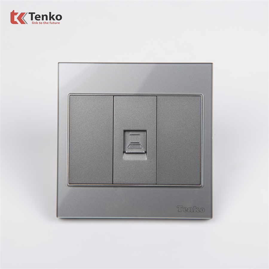 Ổ Cắm Mạng LAN Mặt Kính Cường Lực  TK-V18-073 Xám