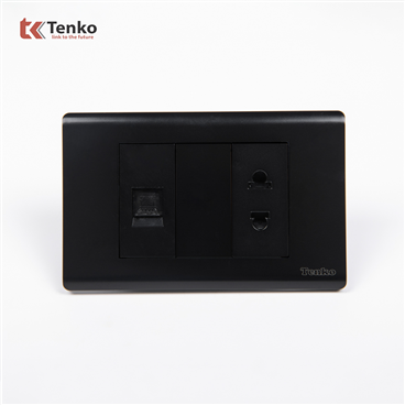 Ổ Cắm, Mạng LAN Chống Cháy C25-076 Mặt Nhựa PC Đen