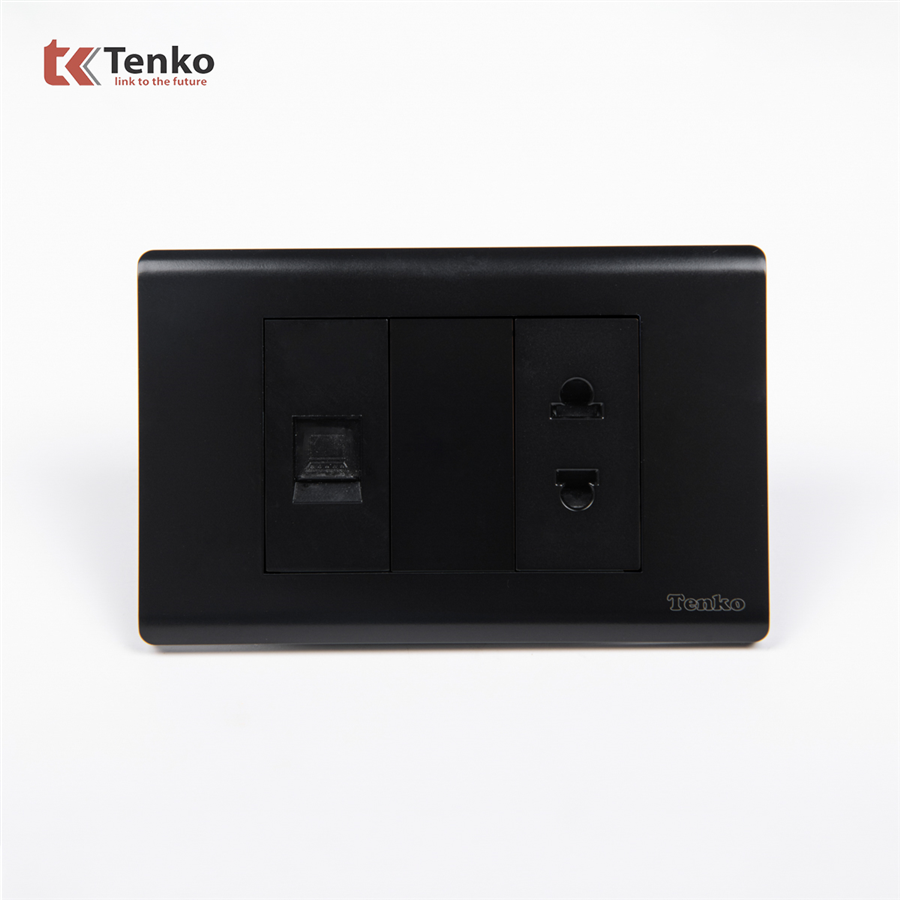Ổ Cắm, Mạng LAN Chống Cháy C25-076 Mặt Nhựa PC Đen