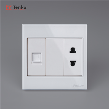 Bộ Ổ Cắm LAN Mặt Kính Cường Lực TK-V18-078 Trắng