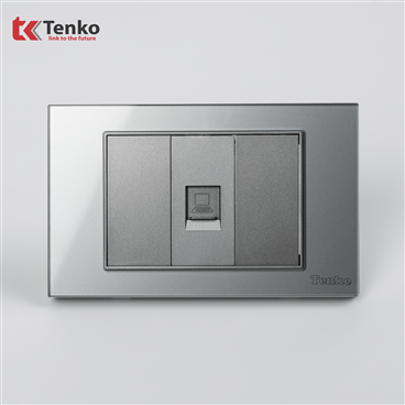 Ổ Cắm Mạng LAN Mặt Kính Cường Lực C18-072 Xám