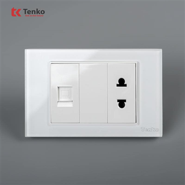 Ổ Cắm, Mạng LAN Mặt Kính Cường Lực C18-076 Trắng