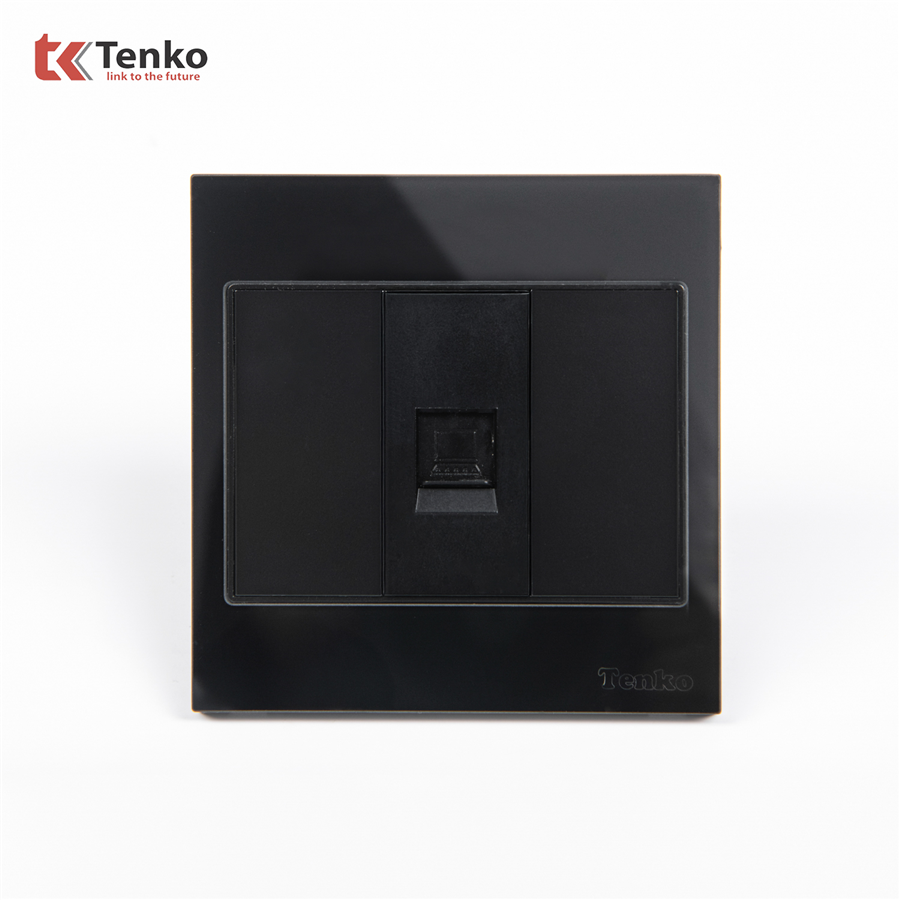 Ổ Cắm Mạng LAN Mặt Kính Cường Lực TK-V18-073 Đen