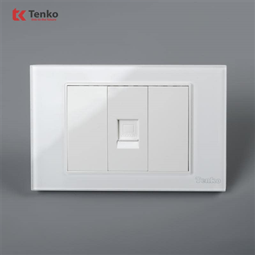 Ổ Cắm Mạng LAN Mặt Kính Cường Lực C18-072 Trắng