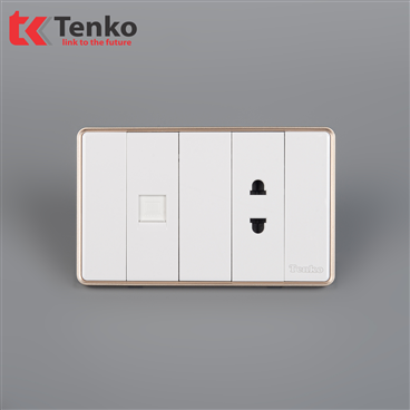 Ổ Cắm, Mạng LAN Tràn Viền C1-076 Trắng Viền Vàng
