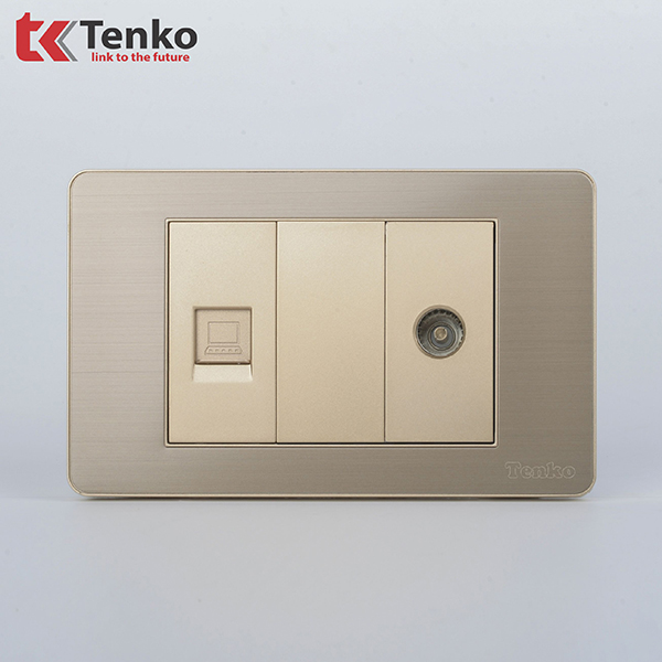 Ổ Cắm Mạng LAN + TV Âm Tường Kim Loại TK-C7G-075