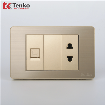 Ổ Cắm Mạng+Ổ Cắm Đơn Âm Tường Kim Loại TK-C7G-078