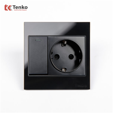 Ổ Cắm Schuko Chuẩn Đức Có CôngTắc TK-V18-060 Đen