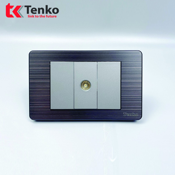 Ổ Cắm Tivi Cáp Đồng Âm Tường TK-C7G-071 Đen Xám