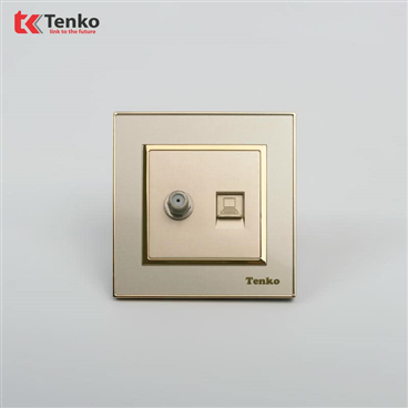 Ổ Cắm Tivi và LAN Nhựa Cao Cấp F66-51 Vàng