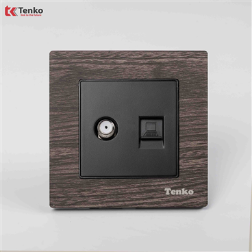 Ổ Cắm Tivi, Mạng Mặt Vuông Vân Gỗ Tenko F71A-51