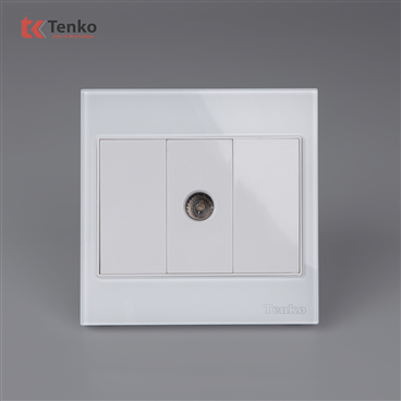 Ổ Cắm TV Kính Cường Lực Tenko TK-V18-071 Trắng