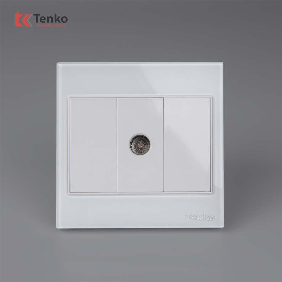 Ổ Cắm TV Kính Cường Lực Tenko TK-V18-071 Trắng