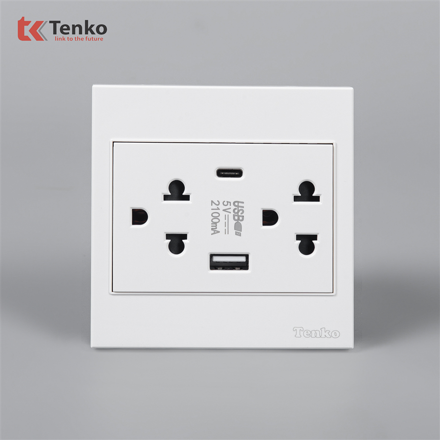 Ổ Cắm + USB + Type C Nhựa ABS Tenko TK-V1-045
