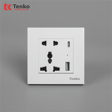 Ổ Cắm USB và Type C Mặt Nhựa Cao Cấp TT-44 Trắng