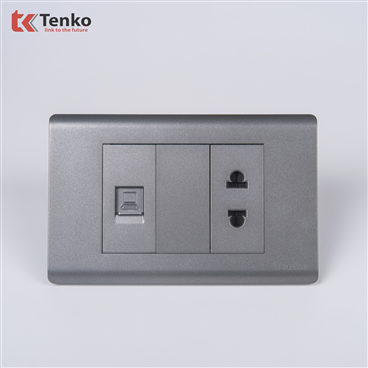 Ổ Cắm, Mạng LAN Chống Cháy C25-076 Mặt Nhựa PC Xám