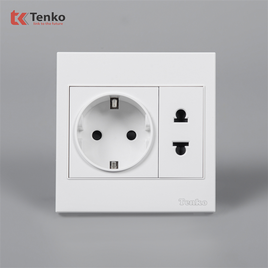 Ổ Điện 2 Chấu Chuẩn Đức Nhựa ABS Tenko TK-V1-059