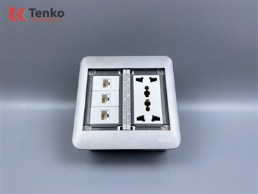 Ổ Điện  3 Chấu Âm Sàn + Cổng Mạng TK-DS-111S07 Bạc