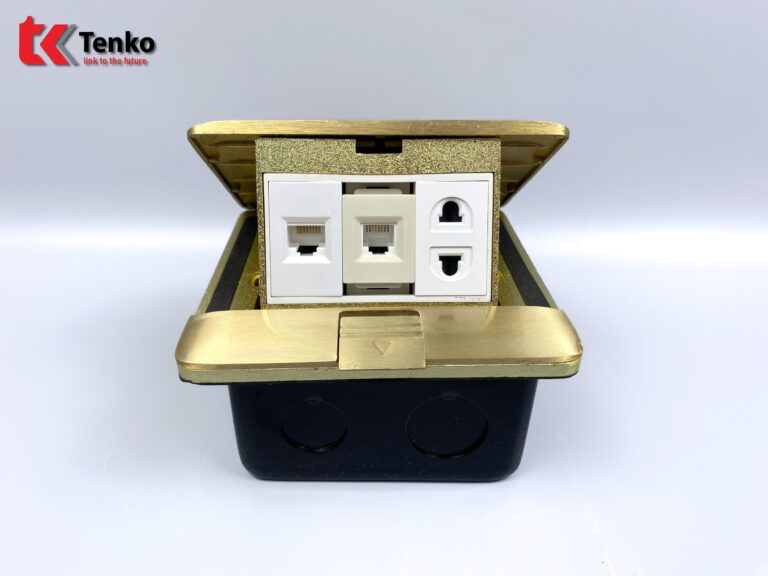 Ổ Điện Âm Sàn Bằng Đồng+LAN+PHONE TK-J05-01 Vàng