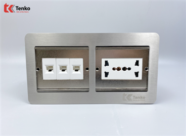 Ổ Điện Âm Sàn Đôi 3 Chấu + 3 Mạng LAN TK-DS-211S07