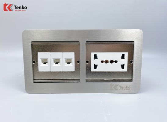 Ổ Điện Âm Sàn Đôi 3 Chấu + 3 Mạng LAN TK-DS-211S07
