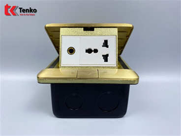 Ổ  Điện Âm Sàn Đồng+AUDIOTK-J05-09 Vàng