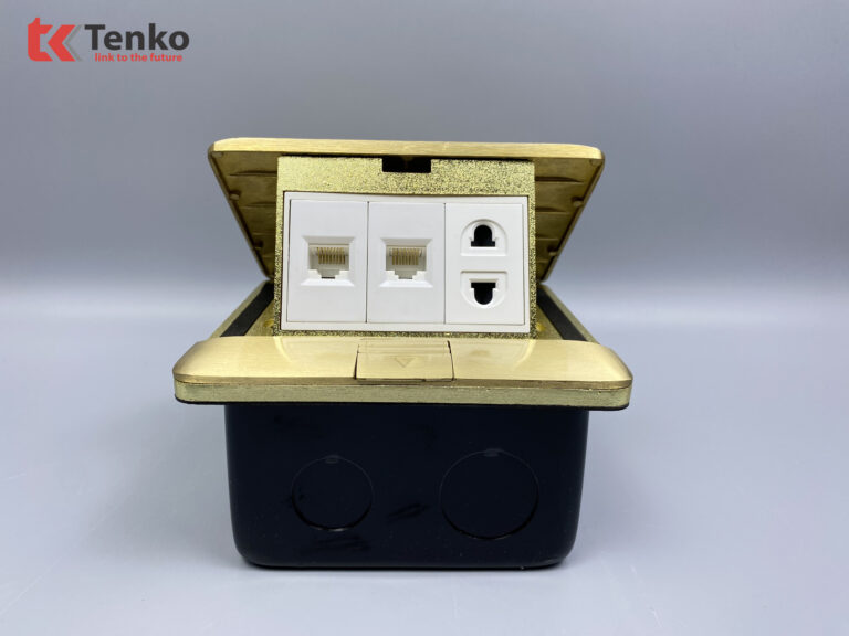 Ổ Điện Âm Sàn Đồng Nguyên Khối + LAN TK-J05-08
