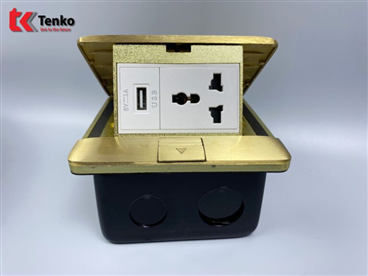 Ổ Điện Âm Sàn Đồng Nguyên Khối+USB TK-J05-11