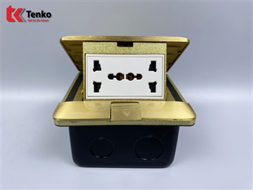 Ổ Điện Đôi 3 Chấu Âm Sàn Bằng Đồng TK-J05-04 Vàng