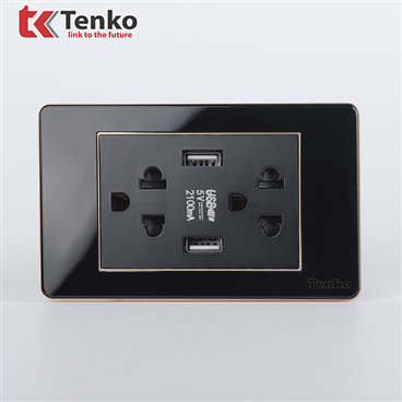 Ổ Điện Đôi 3 Chấu Có USB Âm Tường TK-C26-045