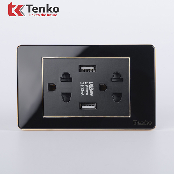 Ổ Điện Đôi 3 Chấu Có USB Âm Tường TK-C26-045