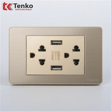 Ổ Điện Đôi 3 Chấu Tích Hợp Cổng USB Sạc TK-C7G-045