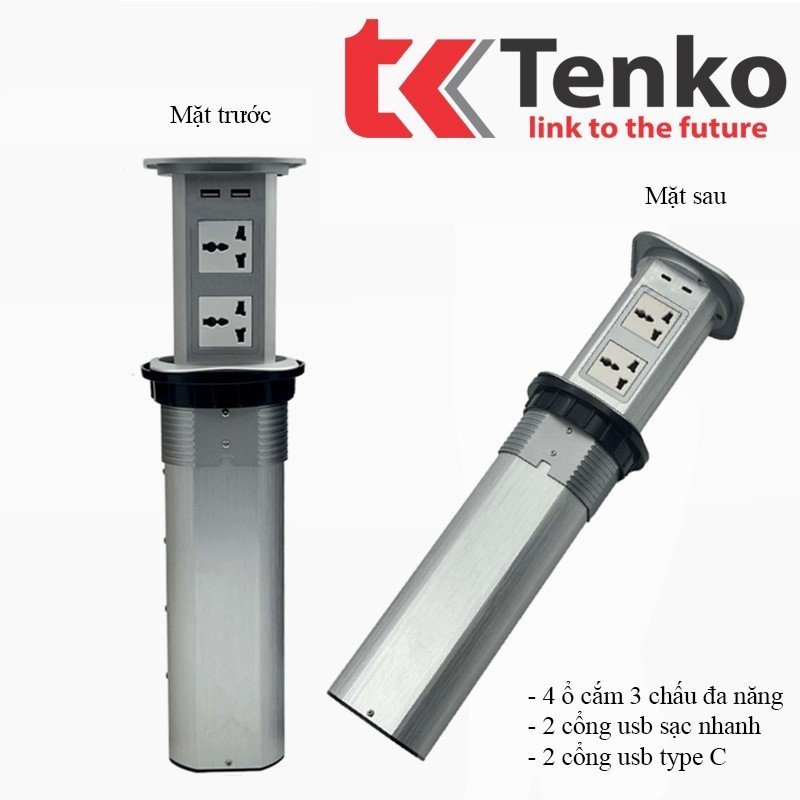 Ổ điện &acirc;m b&agrave;n đảo bếp Tenko TK-HX9 X&aacute;m ch&iacute;nh h&atilde;ng